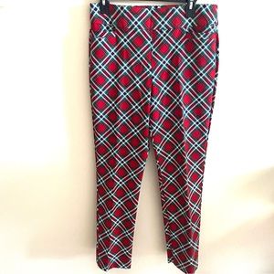 Kim Rogers Red Tartan Plaid Pull On Pant 10S